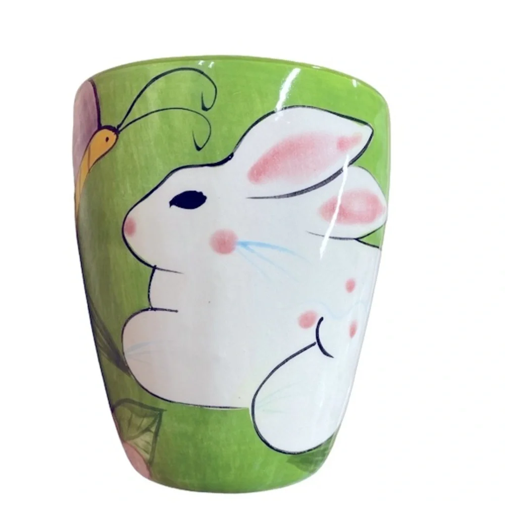 Laurie Gates artist rabbit and butterfly ceramic mug